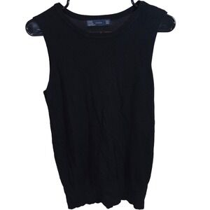 Zara Knit Tank Top Size M Womens Sleeveless Rayon Blend Basic Black